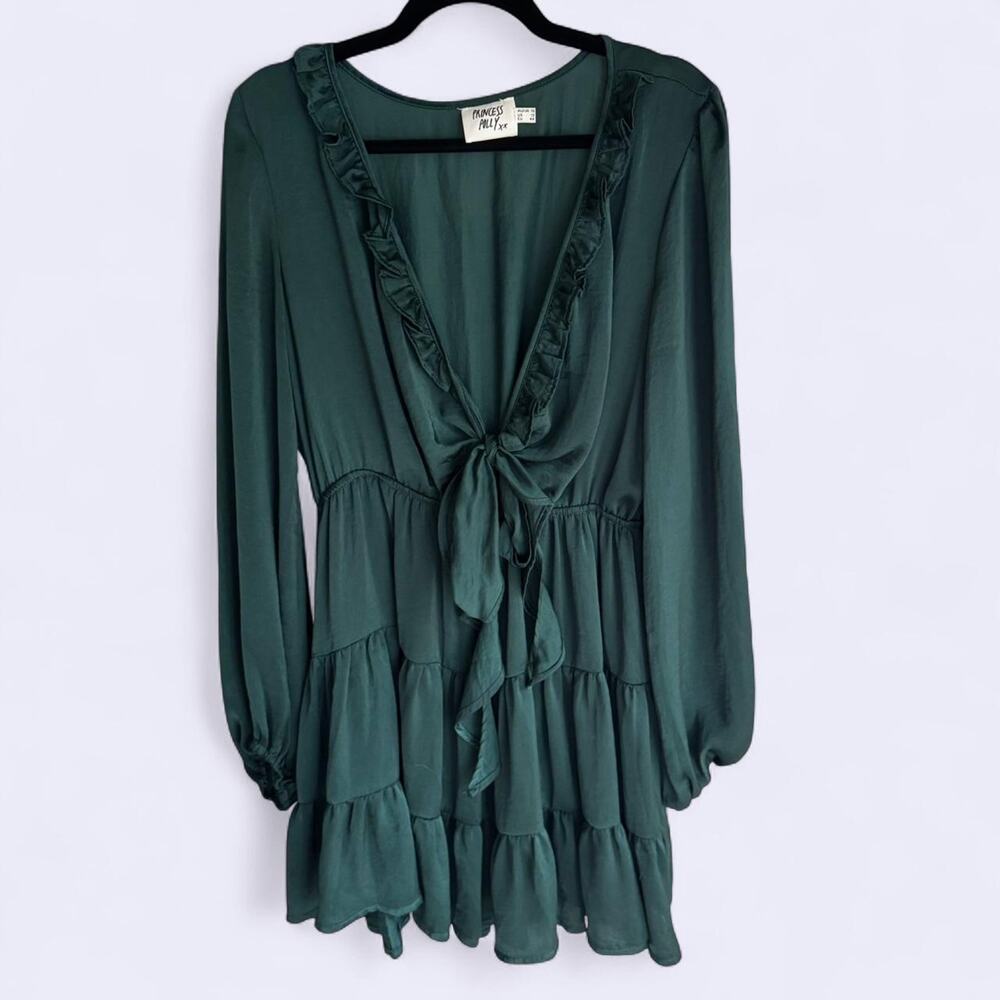 Princess Polly Emerald Green Randi Mini Wrap Dress size 12